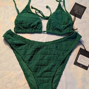Green Textured Bikini Set